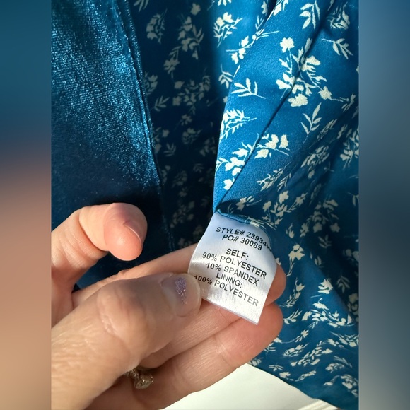 Skies Are Blue Detail Teal Velvet Blue Blazer Super Soft Hippie Boho Size M L - Picture 6 of 10